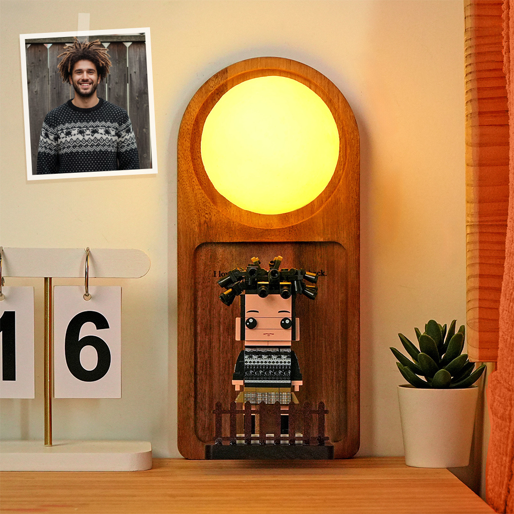 Custom Name & Photo Brick Figure Night Light Personalized Family Night Light Best Gift - auphotoblanket