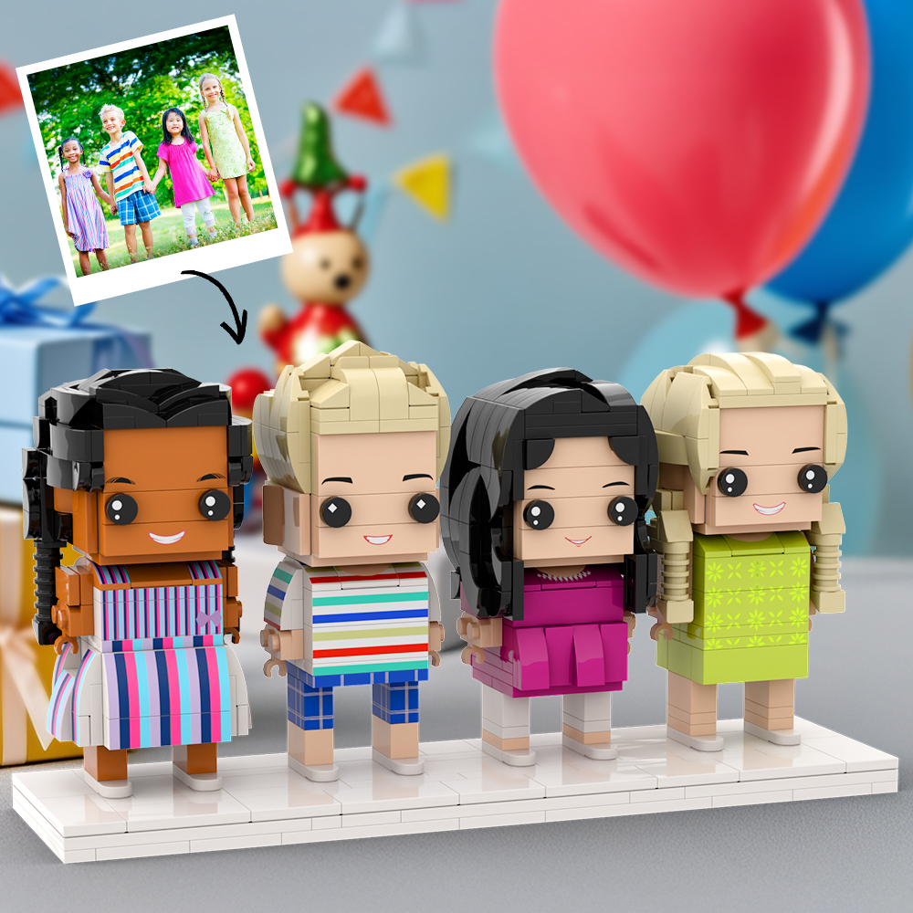 Creative Toy Gift For Kids Custom Brick Figures Full Body Customizable 4 People - auphotoblanket