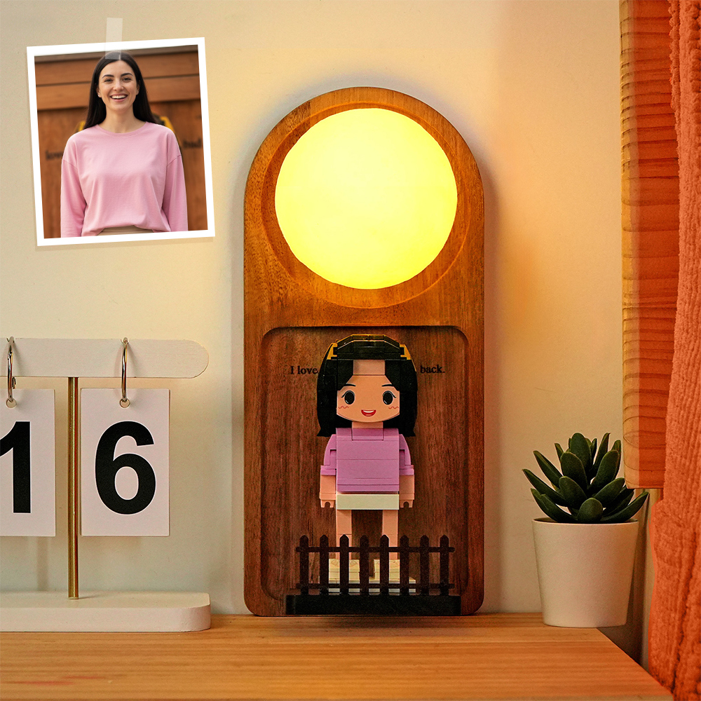 Custom Name & Photo Brick Figure Night Light Personalized Family Night Light Best Gift - auphotoblanket