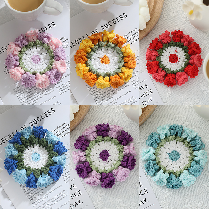 Handmade Crochet Lily of the Valley Coaster Set with Transformable Floral Design Eco-Friendly Home Decor Unique Gift for Mom - auphotoblanket