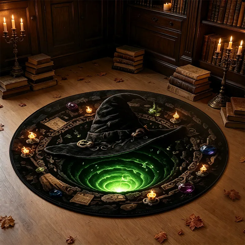 3D Optical Illusion Halloween Rug – Spooky Bottomless Hole Non-Slip Area Rug for Living Room, Entryway & Holiday Decor - auphotoblanket