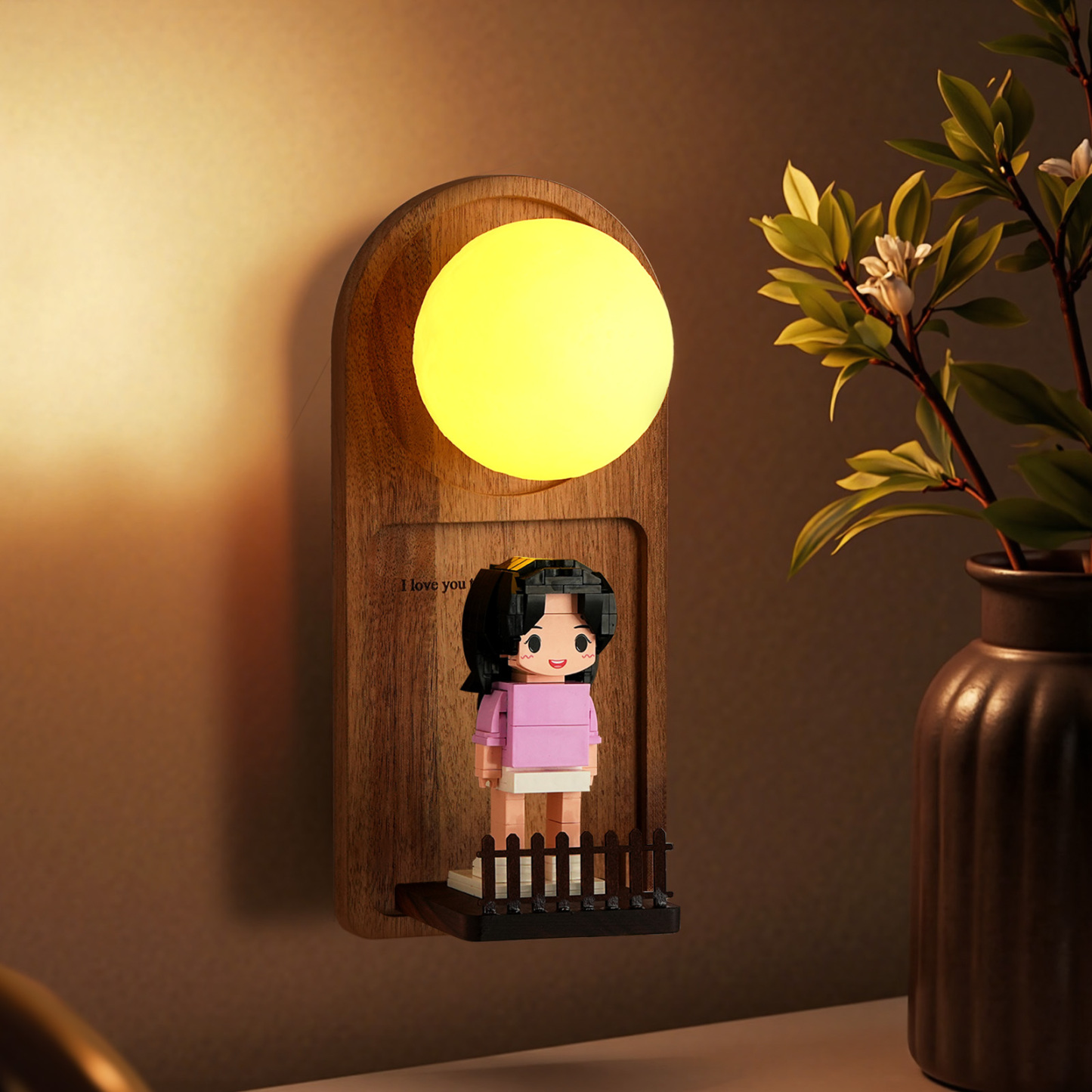 Custom Name & Photo Brick Figure Night Light Personalized Family Night Light Best Gift - auphotoblanket