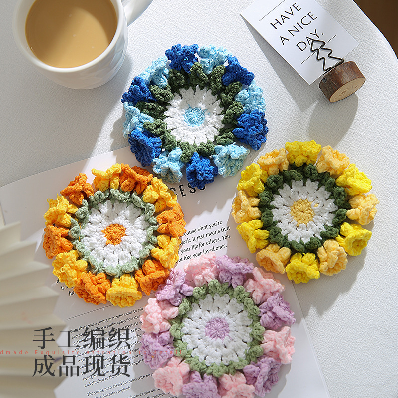 Handmade Crochet Lily of the Valley Coaster Set with Transformable Floral Design Eco-Friendly Home Decor Unique Gift for Mom - auphotoblanket