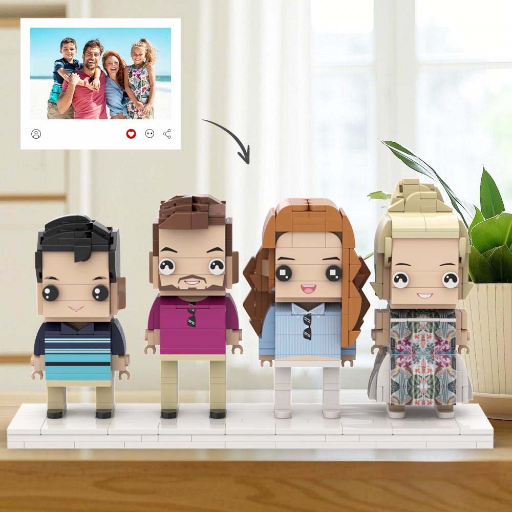 Gift For Family Full Body Customizable 4 People Custom Brick Figures Universal Interlocking Plastic Toy - auphotoblanket
