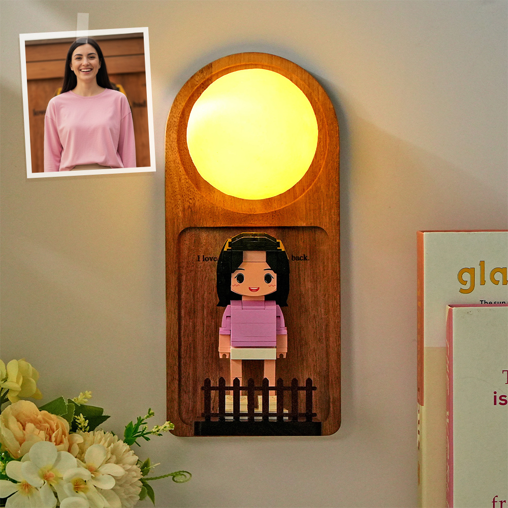Custom Name & Photo Brick Figure Night Light Personalized Family Night Light Best Gift - auphotoblanket