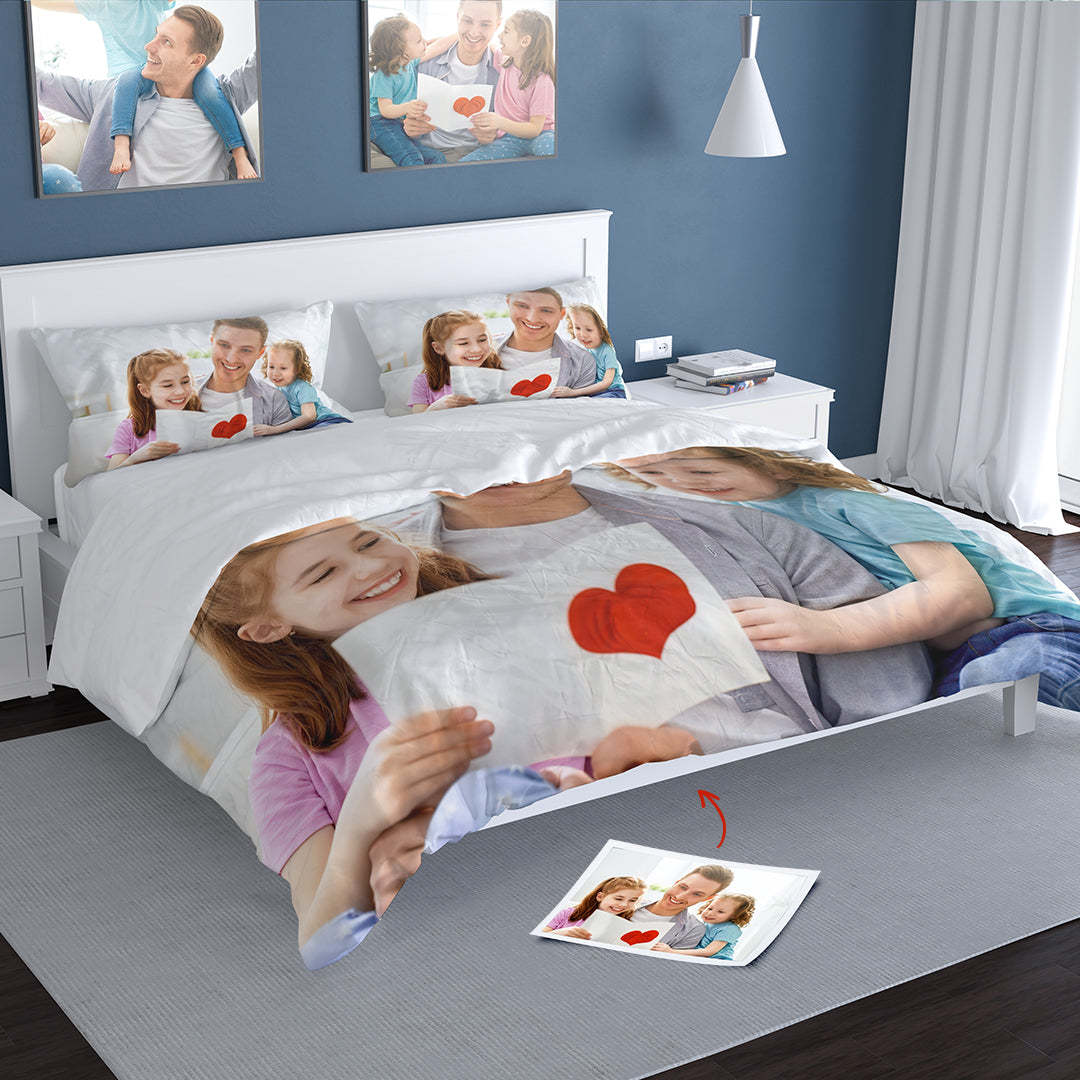 Custom Photo Cover Bedding Sheets Personalized Photo Quilt Cover & Pillowcases Three-Piece Custom Photo Duvet Cover