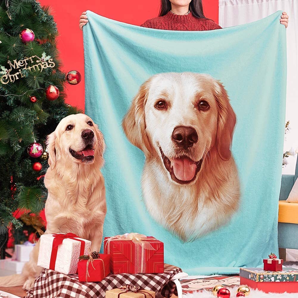 Personalized Photo Blanket Custom Couple Portrait Blanket Photo Blanket For Valentine's Day Gifts - auphotoblanket