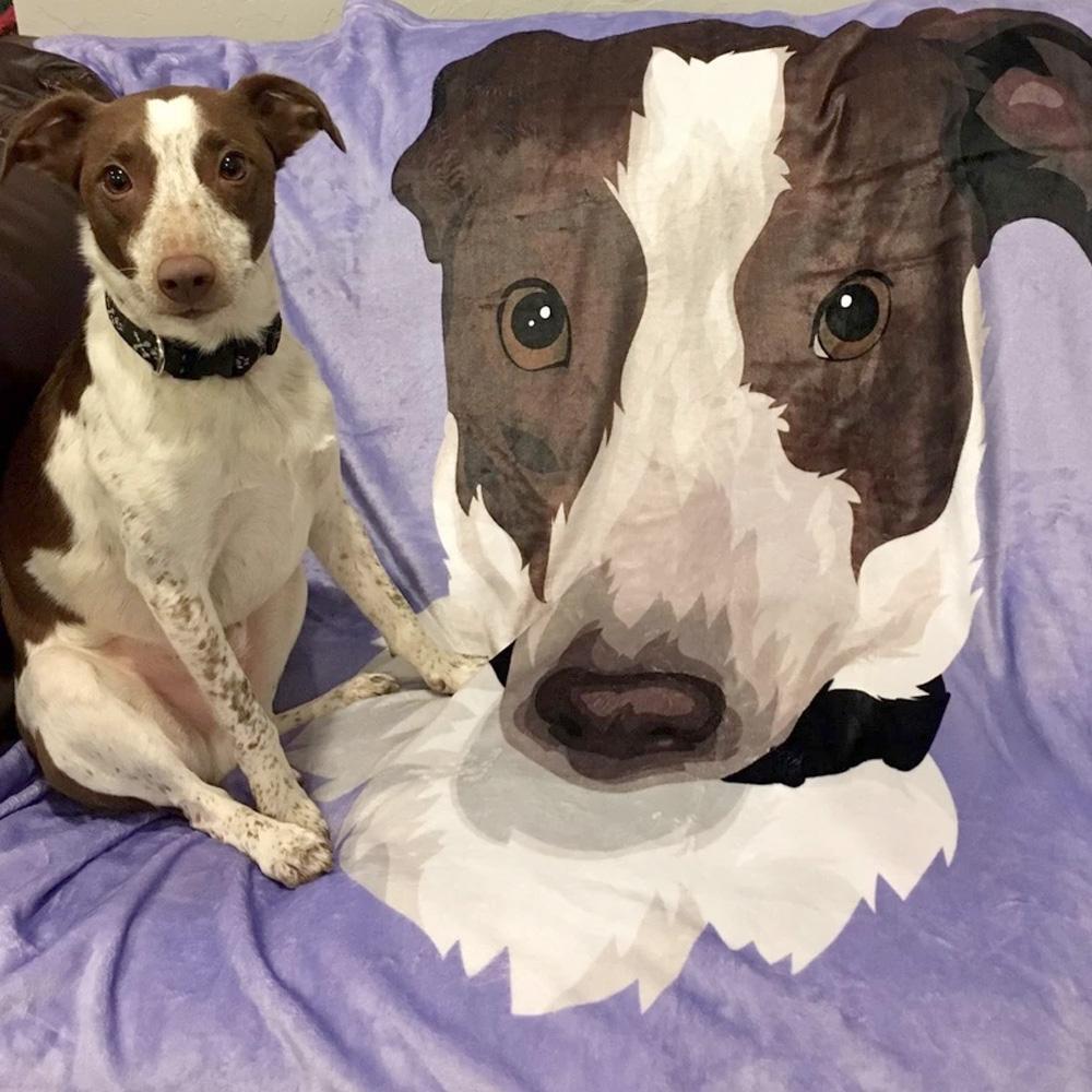 Custom Dog Blankets Personalised Pet Photo Blankets Painted Art Portrait Fleece Blanket