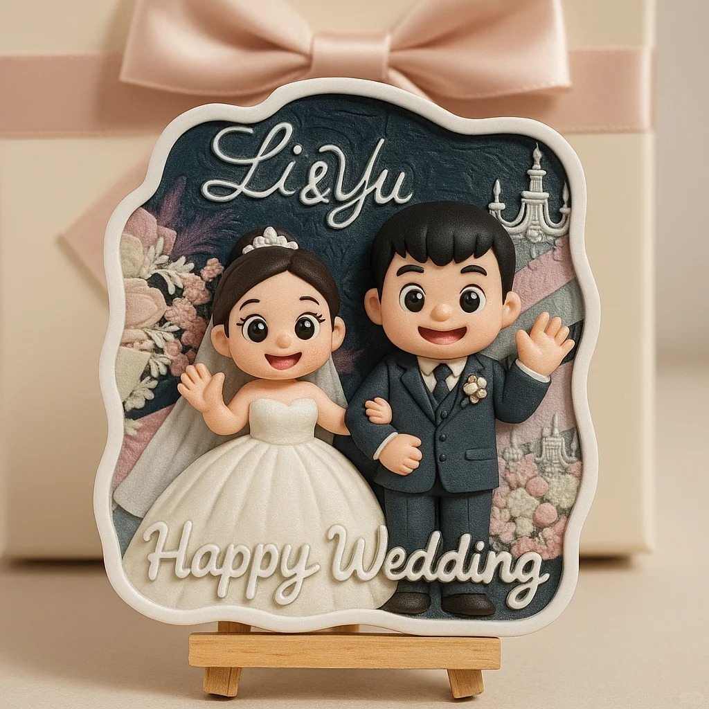 Romantic 3D Cartoon Style Wedding Figurine Custom Printed from Your Favorite Couple Photo - auphotoblanket