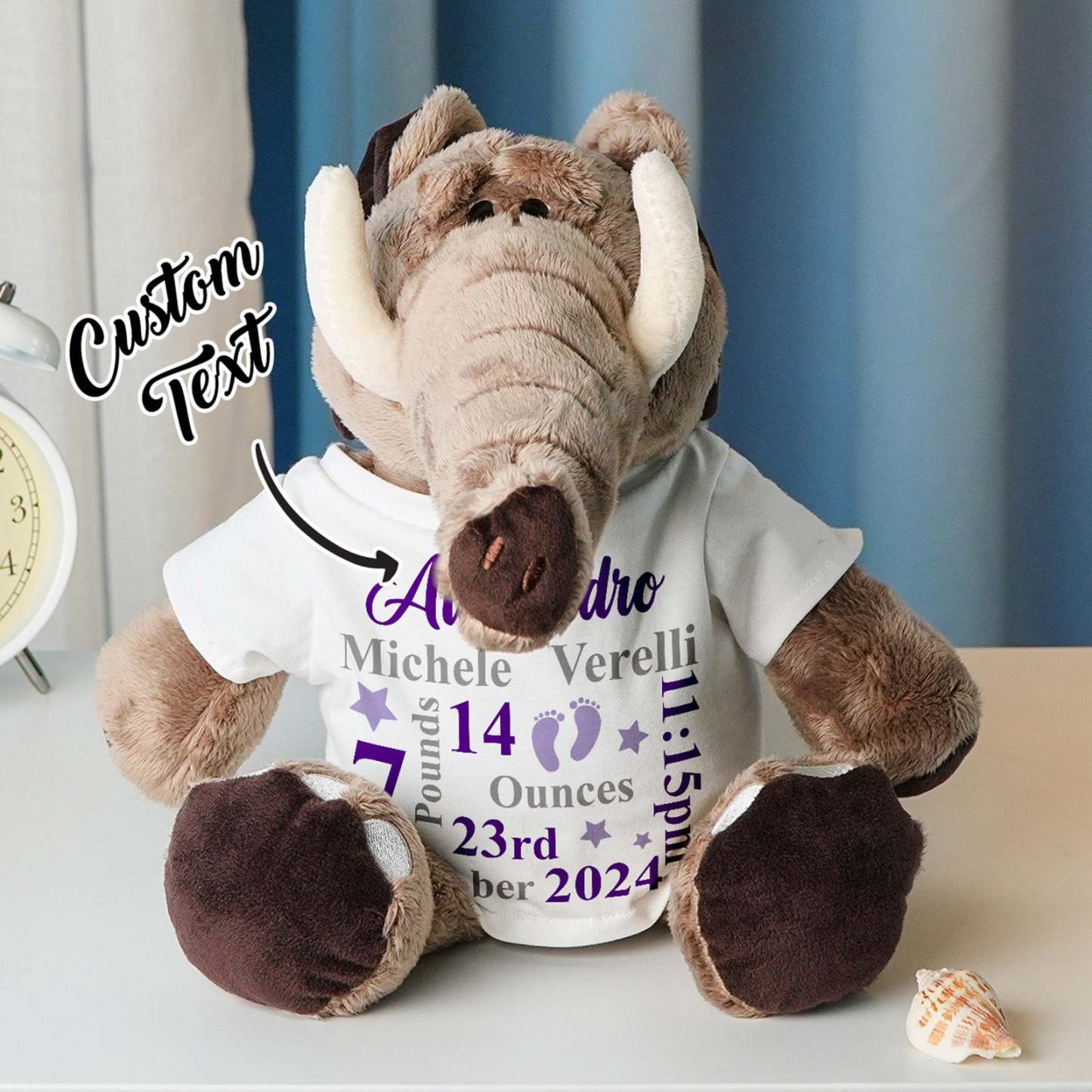Personalized Animal Plush Stuffed Toy Birth Announcement Gift for Baby Shower - auphotoblanket