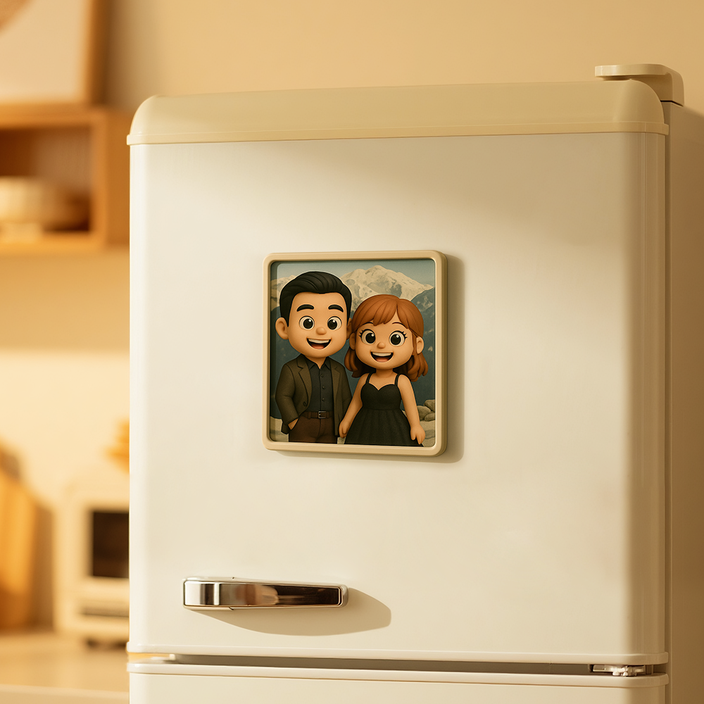 Romantic Custom 3D Fridge Magnet Couple Gift from Photo Personalized Magnetic Decoration for Anniversary - auphotoblanket