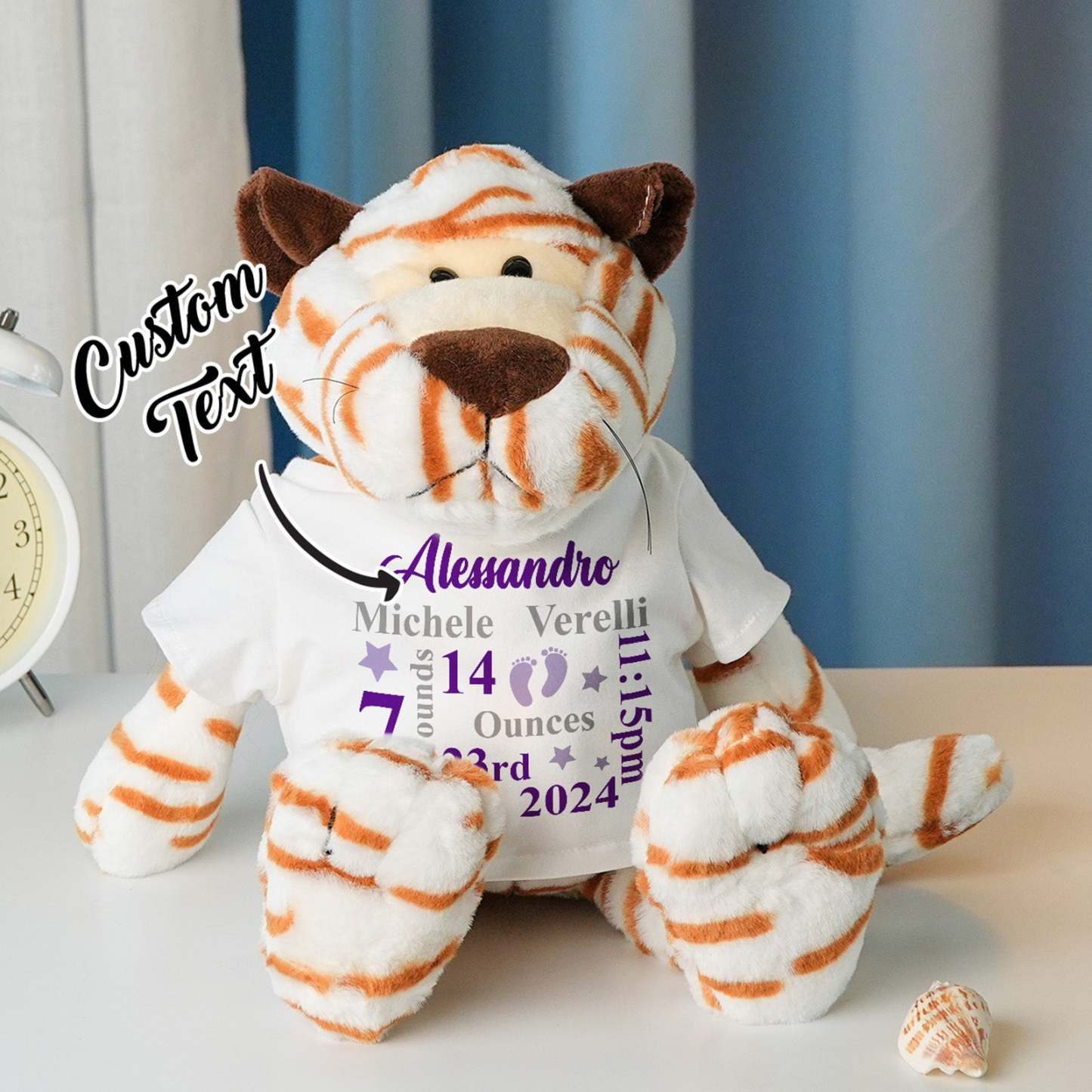 Personalized Animal Plush Stuffed Toy Birth Announcement Gift for Baby Shower - auphotoblanket