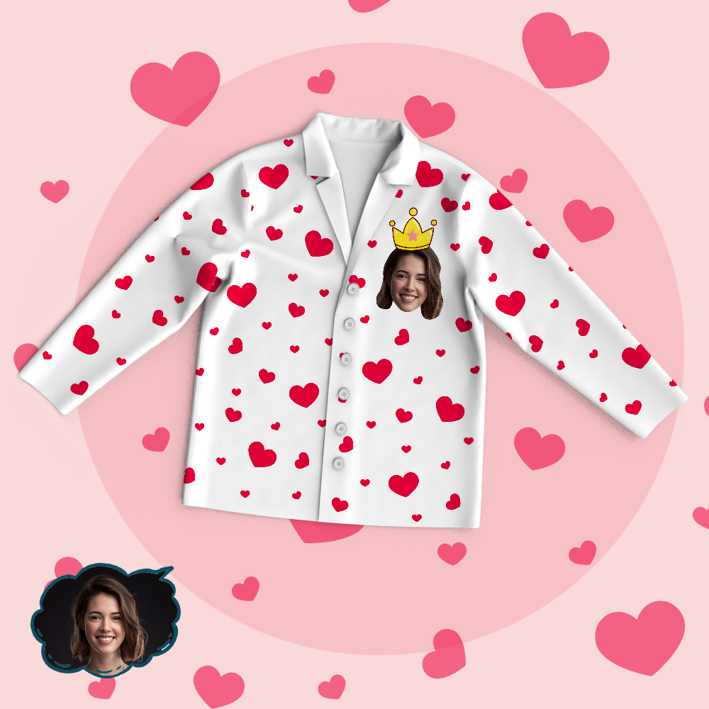 Custom Face Heart Pajamas Set Love My Mom Personalized Mothers Day Gifts - auphotoblanket