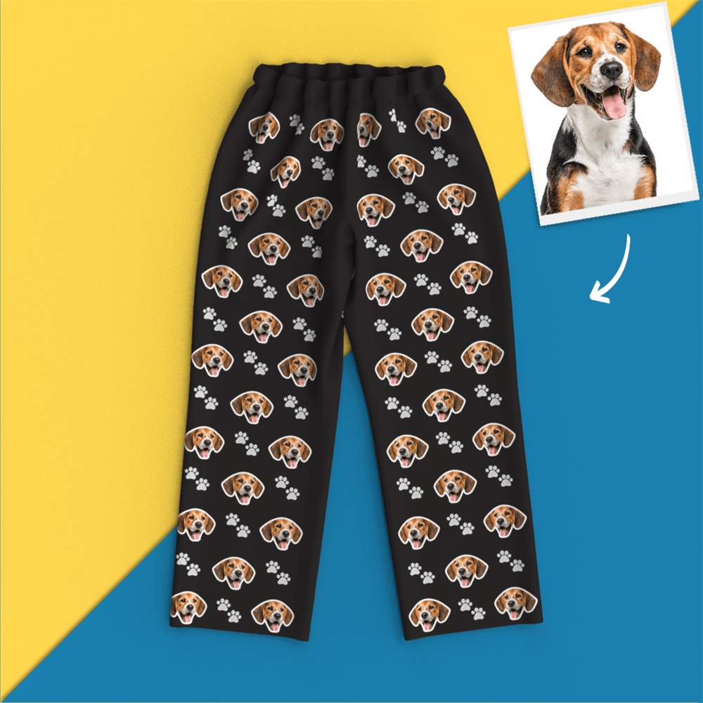 Custom Face Pajamas Long Sleeve Leisure Wear - Pet Footprint - auphotoblanket