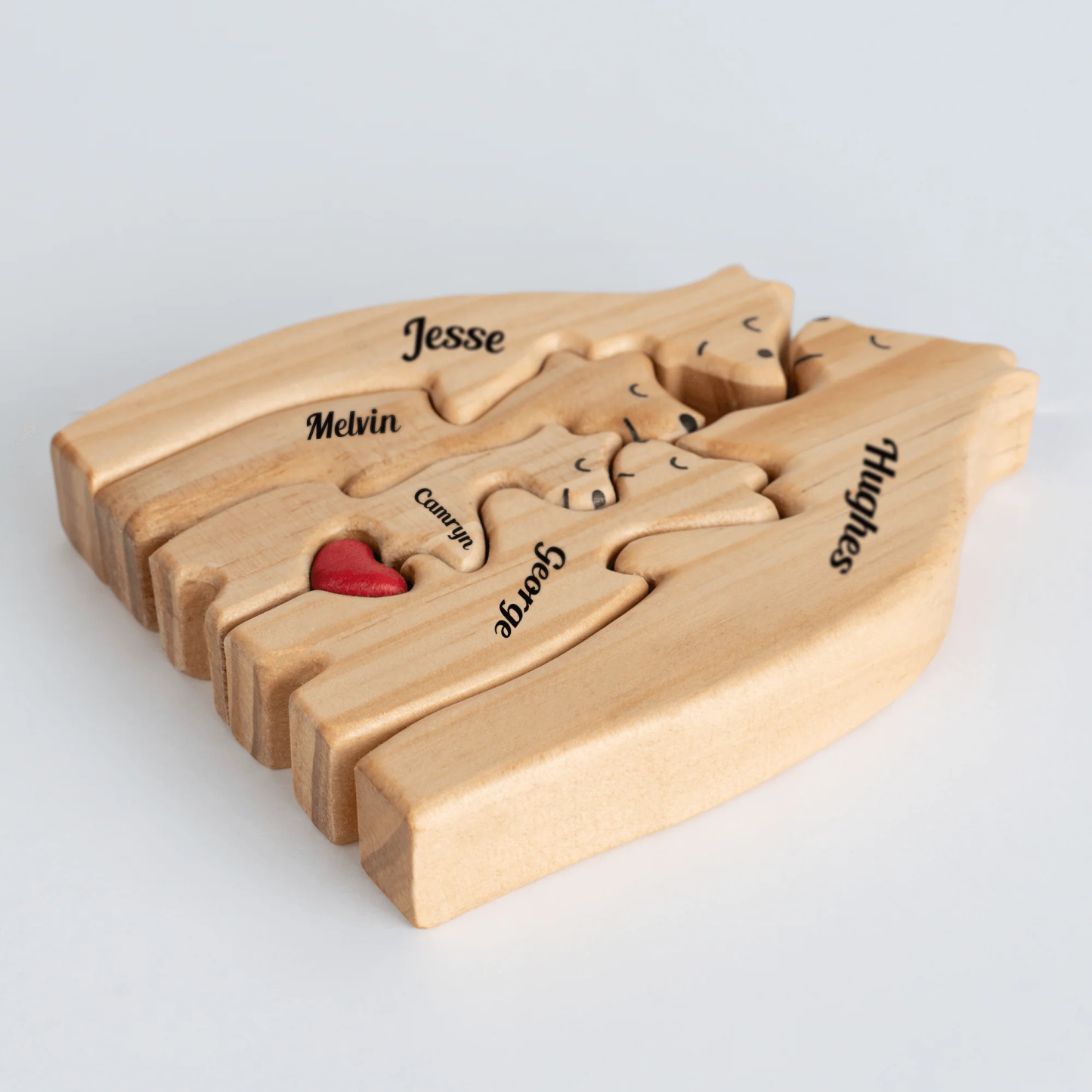 Personalized Wooden Bears Family, Bear Shaped Wood Puzzle with Custom Name- Gift for Mother's Day, Thanksgiving, Christmas
