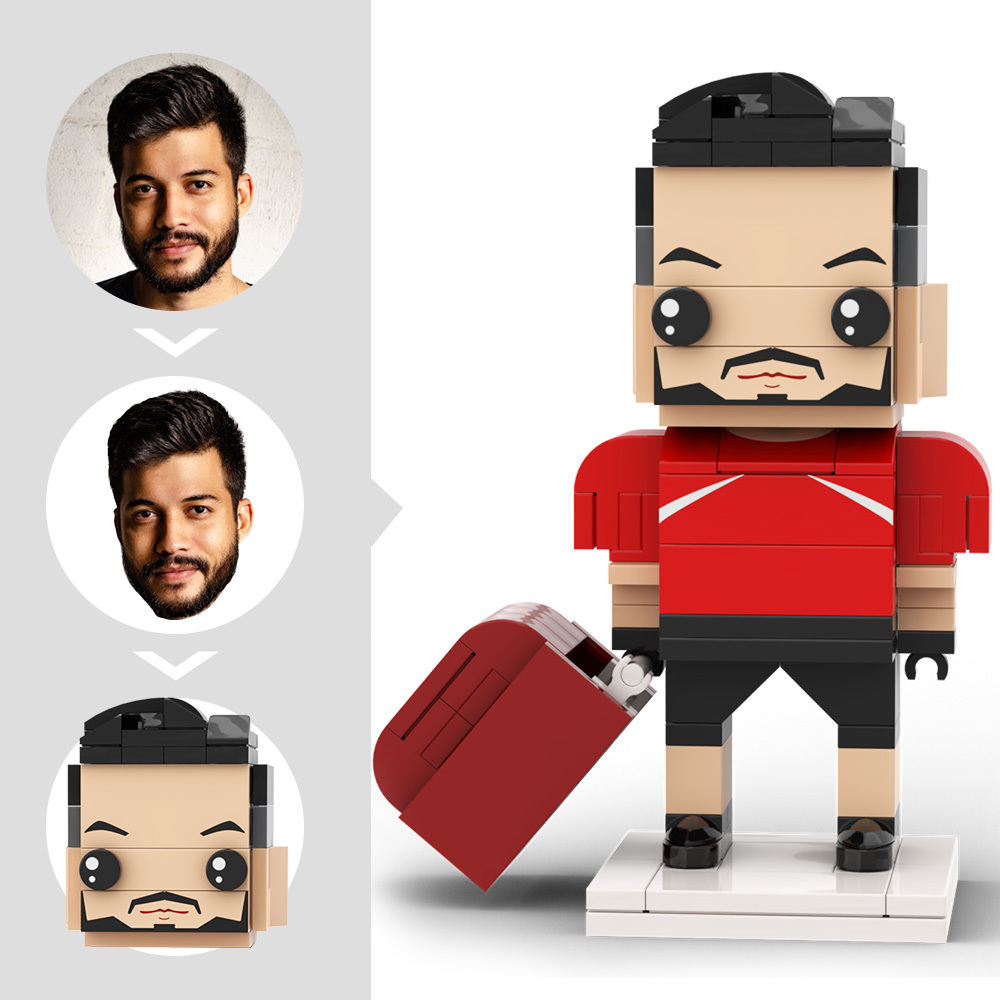 Customized Head Brick Figure American Football Player Holding Helmets Ready to Participate in The Game Occupational Gift - auphotoblanket