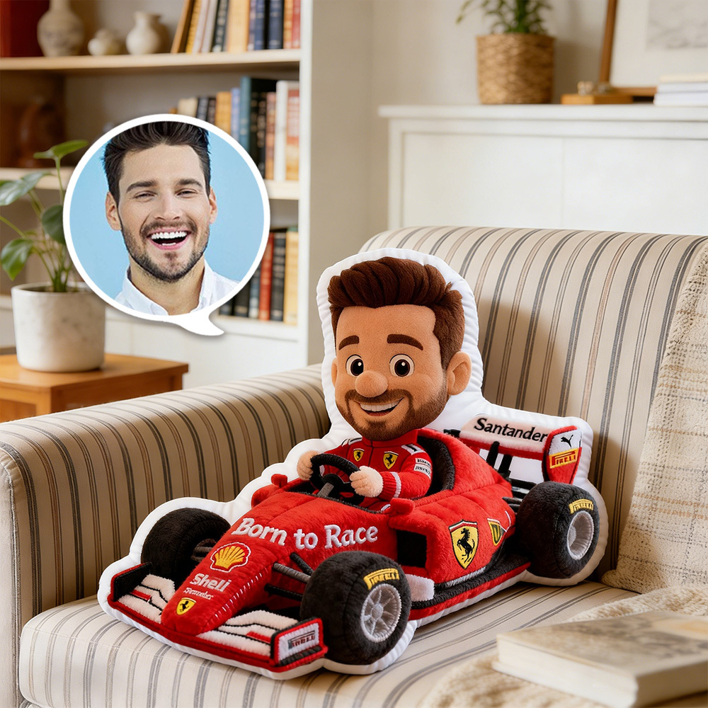 Customized Photo Pixar Style Racing Car Plush Toy Pillow