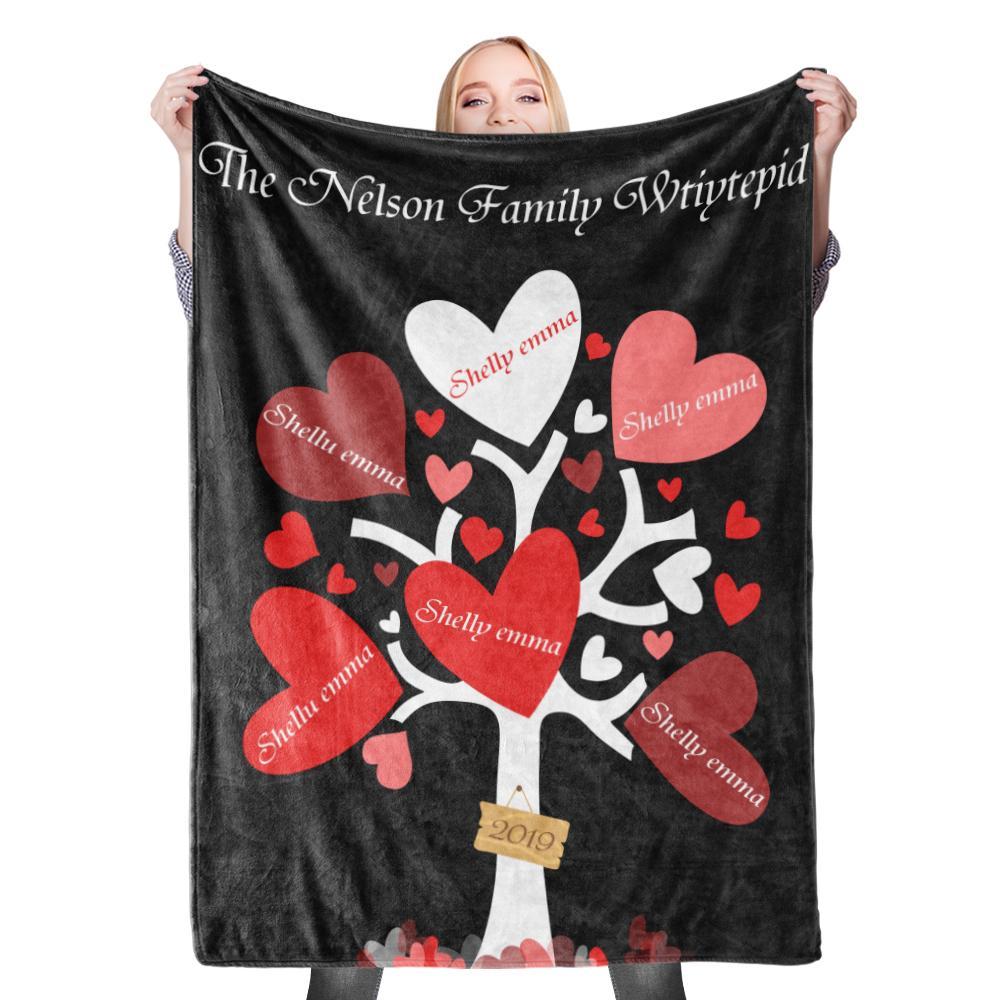 Custom Blankets Personalised Name Blanket Leaves of Love Family Tree