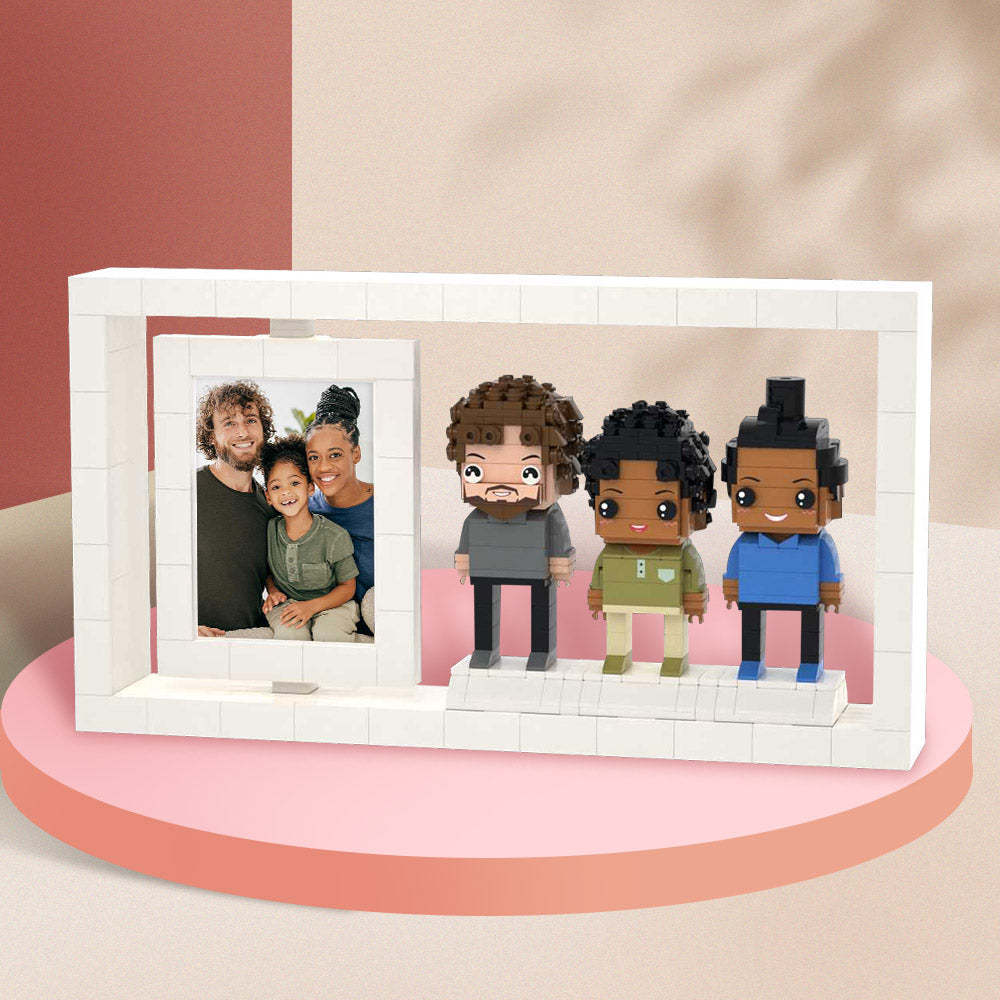 Full Body Customizable 3 People Custom Brick Figures Photo Frame Small Particle Block - auphotoblanket