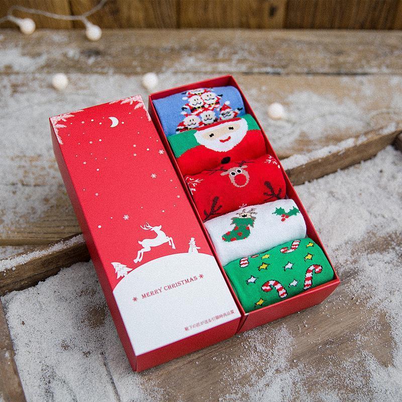 Christmas Socks Xmas Socks Set Santa Claus Cartoon Cotton Socks for Novelty Gifts - 5 Pairs