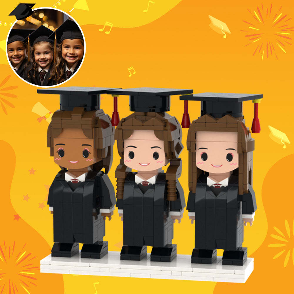 Graduation Gifts for Kids Full Customized 3 People Full Custom Brick Figures Custom Brick Figures - auphotoblanket