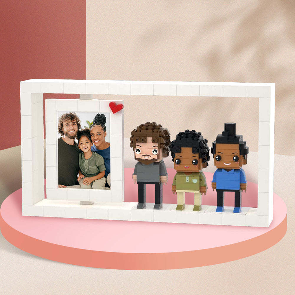 Full Body Customizable 3 People Custom Brick Figures Photo Frame Small Particle Block - auphotoblanket