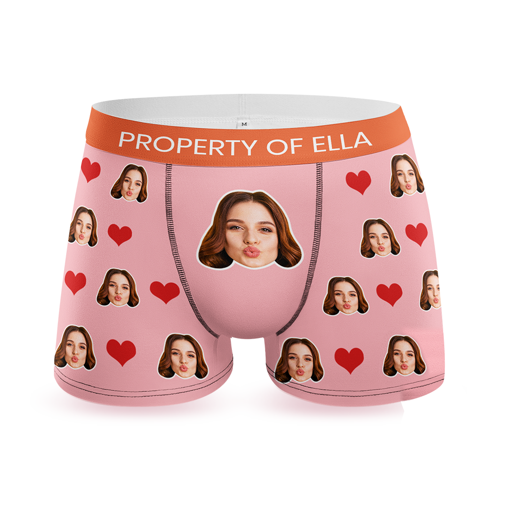 Custom Men Face Boxer with Text Inscribed Waist - auphotoblanket