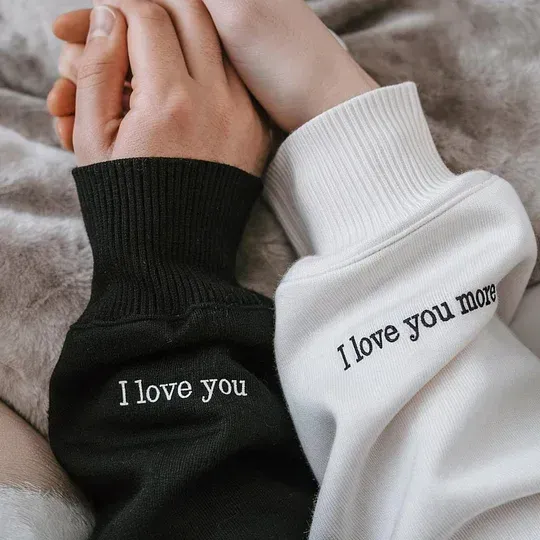 Personalized Embroidered Photo Couple LOVE Est Year Sweatshirt/Hoodie - auphotoblanket
