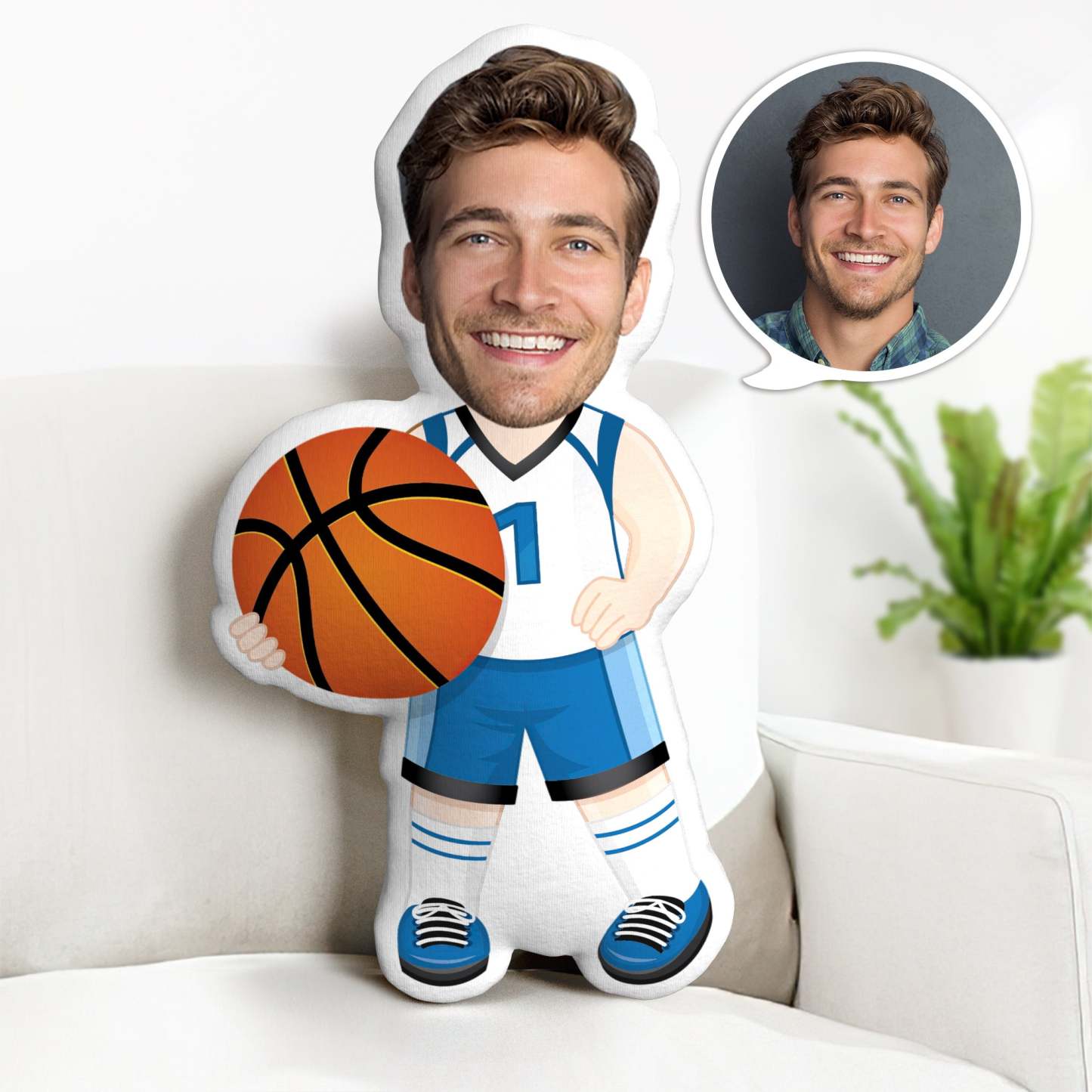 Custom Father's Day Minime Throw Pillow Personalized Basketball Player Minime Throw Pillow - auphotoblanket