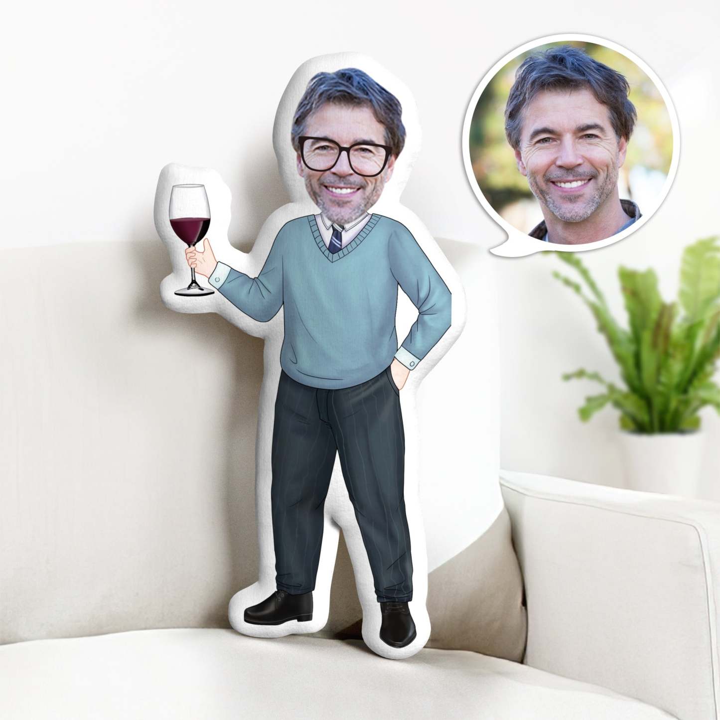 Father's Day Gifts Custom Face Pillow Personalized Minime Pillow Gifts for Dad - auphotoblanket