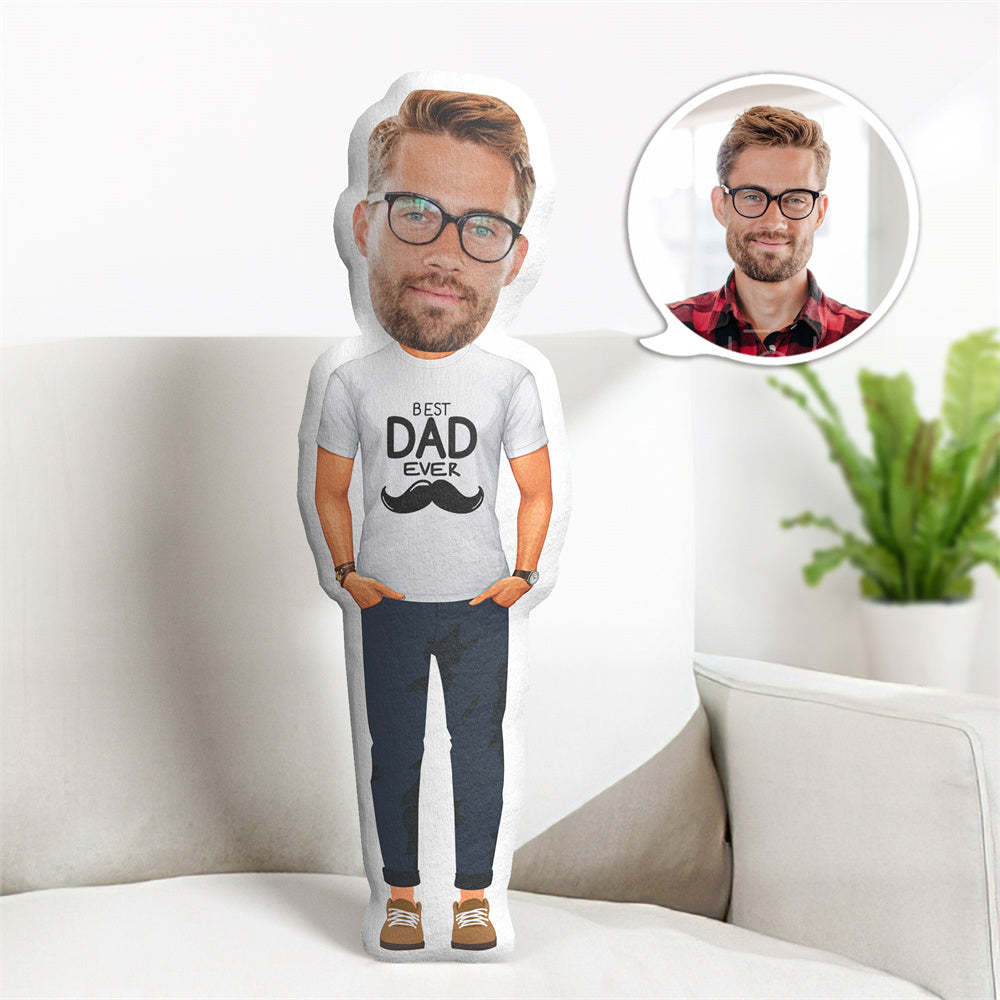 Gifts for Dad Cusotm Face Pillow Photo Doll Personalzied Best Dad Ever MiniMe Pillow Gifts for Him - auphotoblanket
