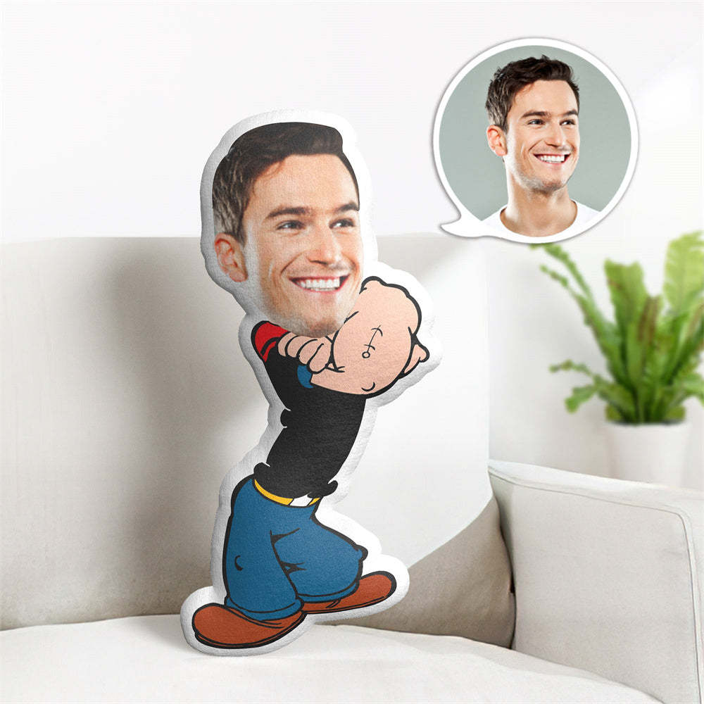 Gifts for Dad Personalzied Popeye MiniMe Pillow Cusotm Face Pillow Photo Cartoon Doll Gifts for Him - auphotoblanket