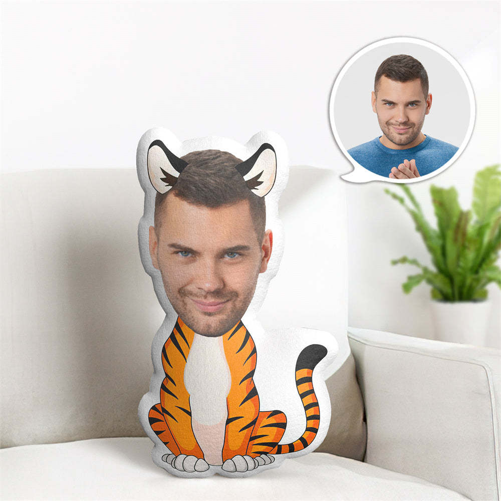 Cusotm Face Pillow Photo Animal Doll Personalzied Tiger MiniMe Pillow Gifts for Him - auphotoblanket