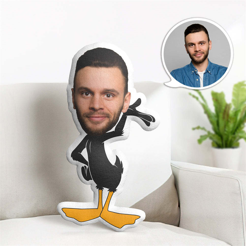 Cusotm Face Pillow Photo Cartoon Doll Personalzied Daffy Duck MiniMe Pillow Gifts for Him - auphotoblanket