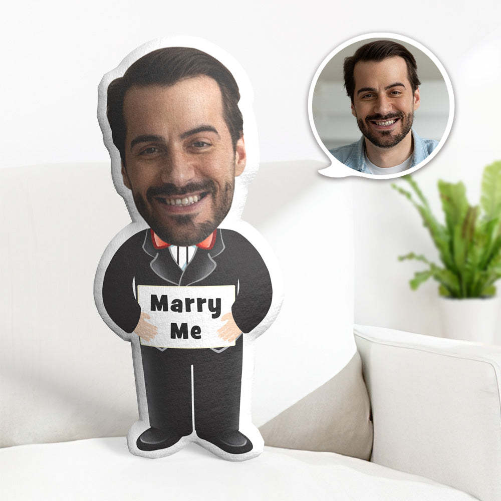 My Face Pillow Custom Photo Pillow Personalized MiniMe Pillow Message Pillow Gifts for Her - Marry Me - auphotoblanket