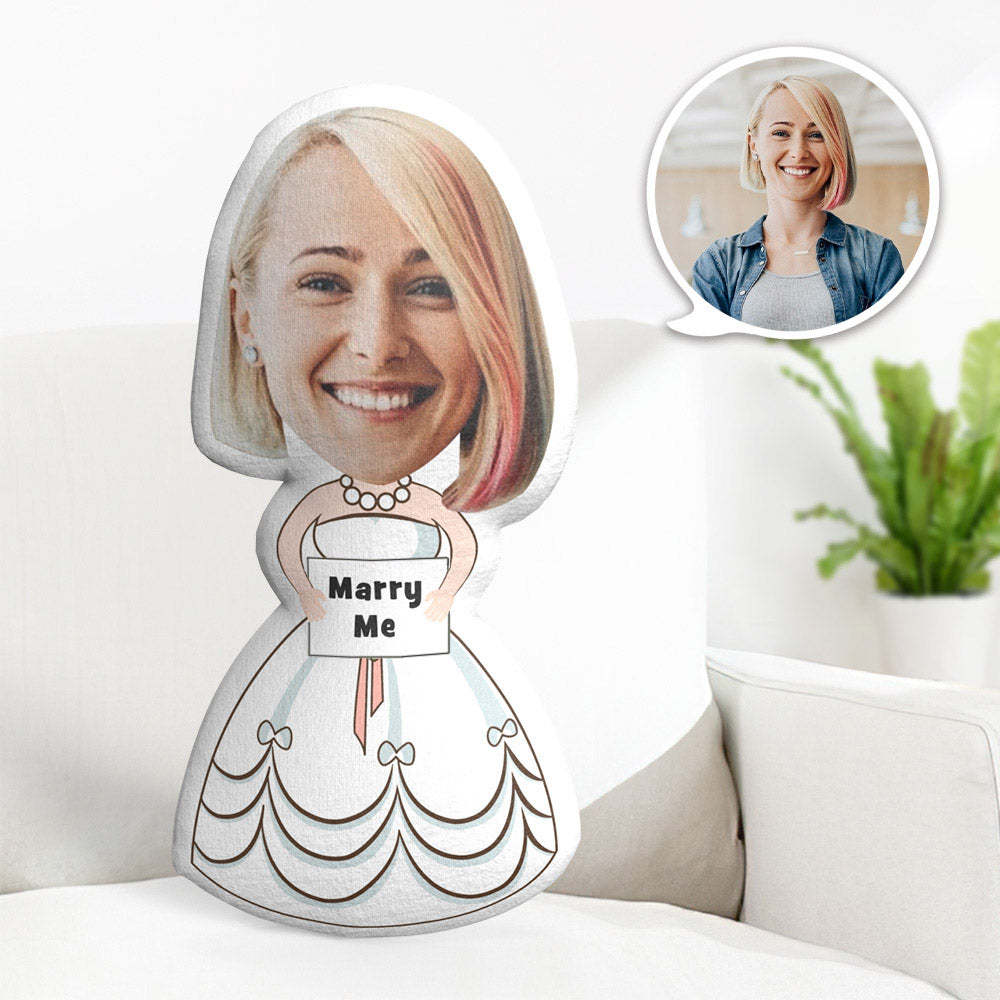 My Face Pillow Custom Photo Pillow Personalized MiniMe Pillow Message Pillow Gifts for Him - Marry Me - auphotoblanket