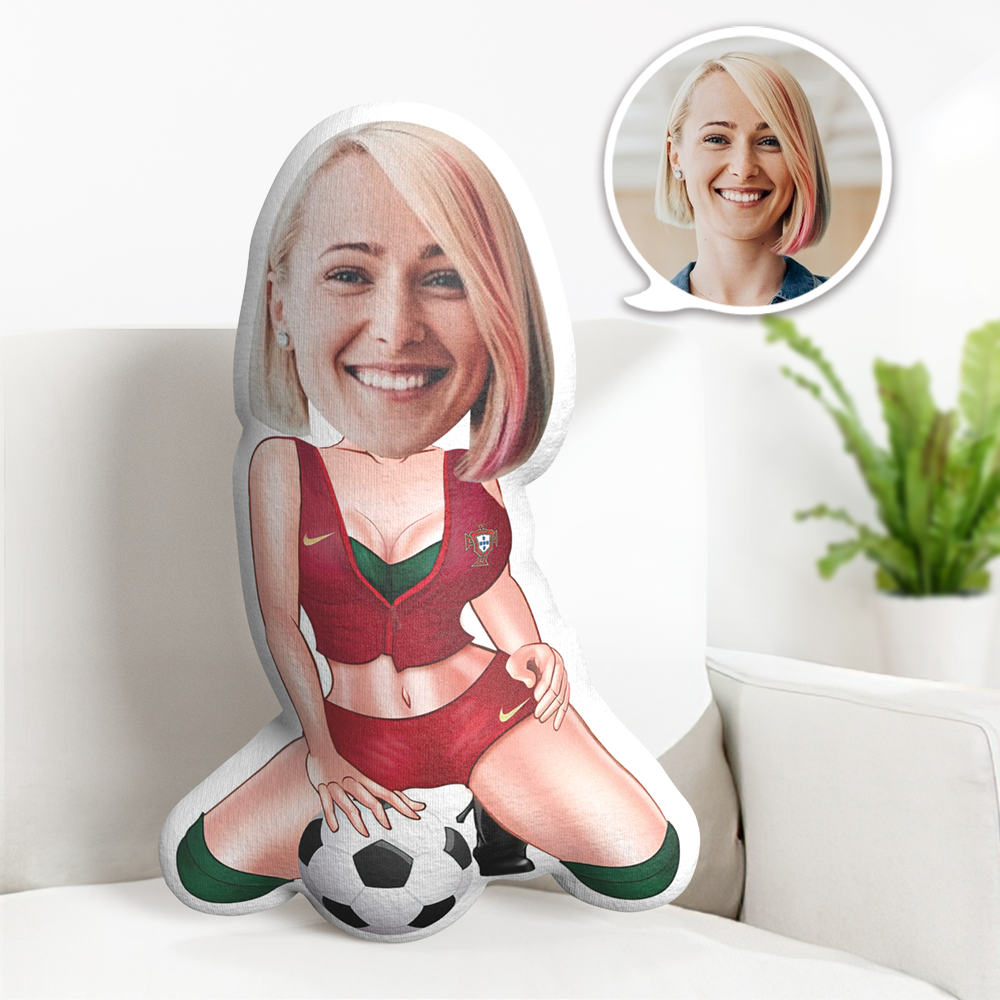 Custom Face Pillow Personalized Face Doll Football Cheerleading Doll MiniMe Pillow Gifts for Her - auphotoblanket