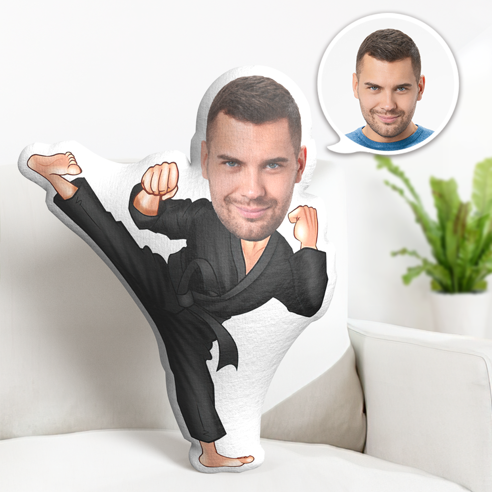 Custom Face Pillow Personalized Face Doll Taekwondo Instructor Doll MiniMe Pillow Gifts for Him - auphotoblanket