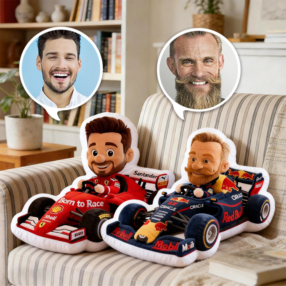 Customized Photo Pixar Style Racing Car Plush Toy Pillow