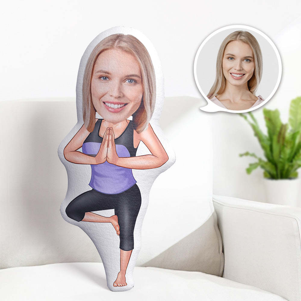 Personalized Birthday Gifts My Face Pillow Custom Photo Pillow A Girl Doing Yoga MiniMe Pillow - auphotoblanket