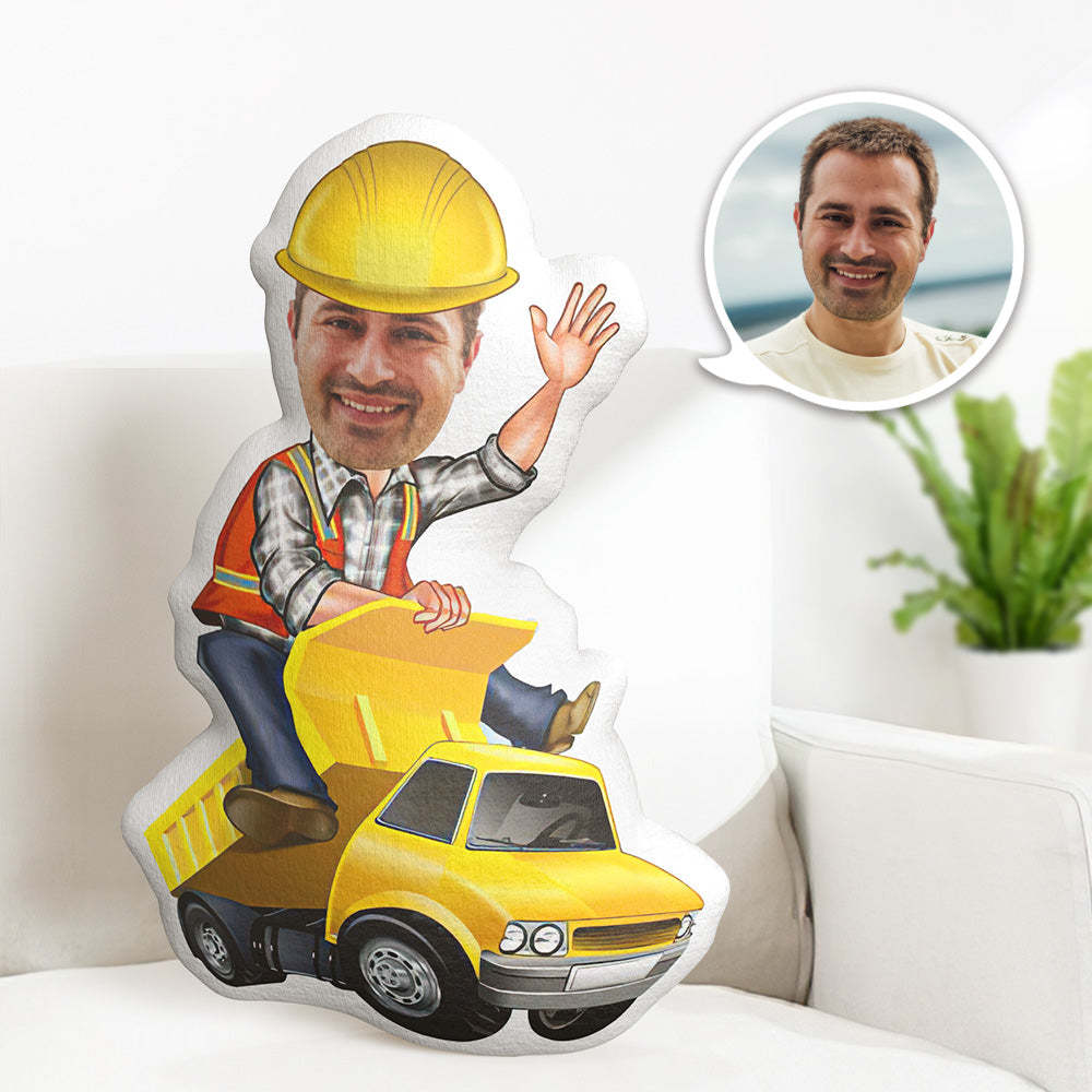 Personalized Birthday Gifts My Face Pillow Custom Photo Pillow Construction Vehicle Driv MiniMe Pillow - auphotoblanket