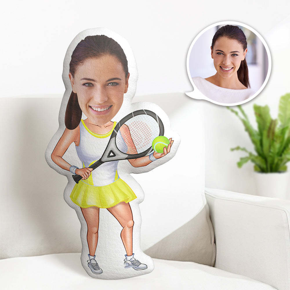 Personalized Birthday Gifts My Face Pillow Custom Photo Pillow Tennis Player MiniMe Pillow - auphotoblanket