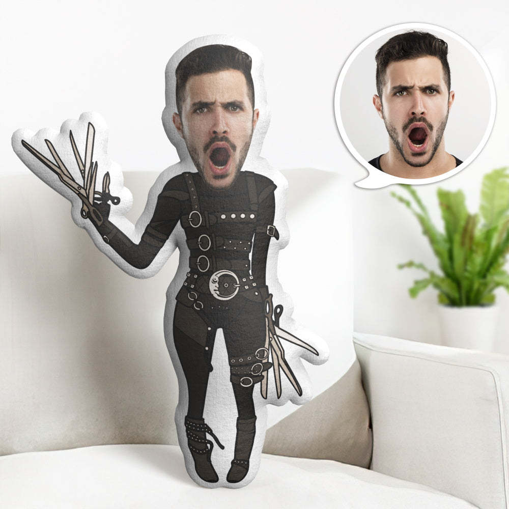 Custom Face Minime Throw Pillow Halloween Pillow Edward Scissorhands Throw Pillow Gifts - auphotoblanket