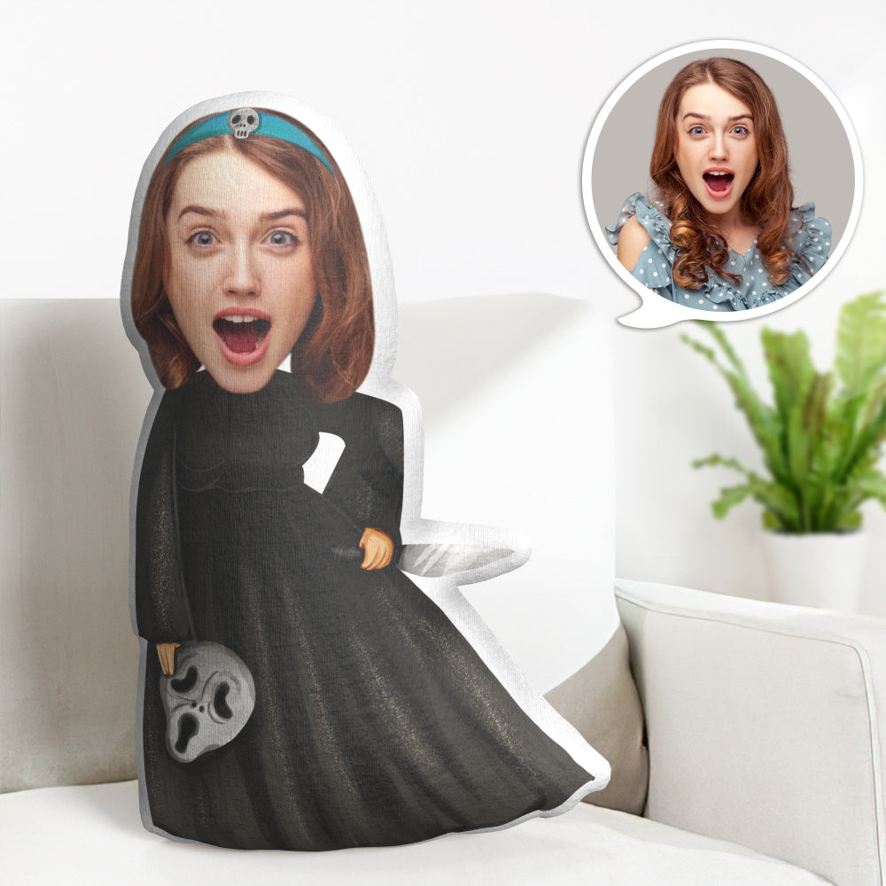 Custom Face Minime Throw Pillow Personalized Halloween Minime Throw Pillow Dark Witch