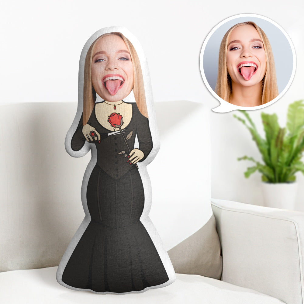Personalized Face Minime Throw Pillow Custom Halloween Minime Throw Pillow Horror Queen