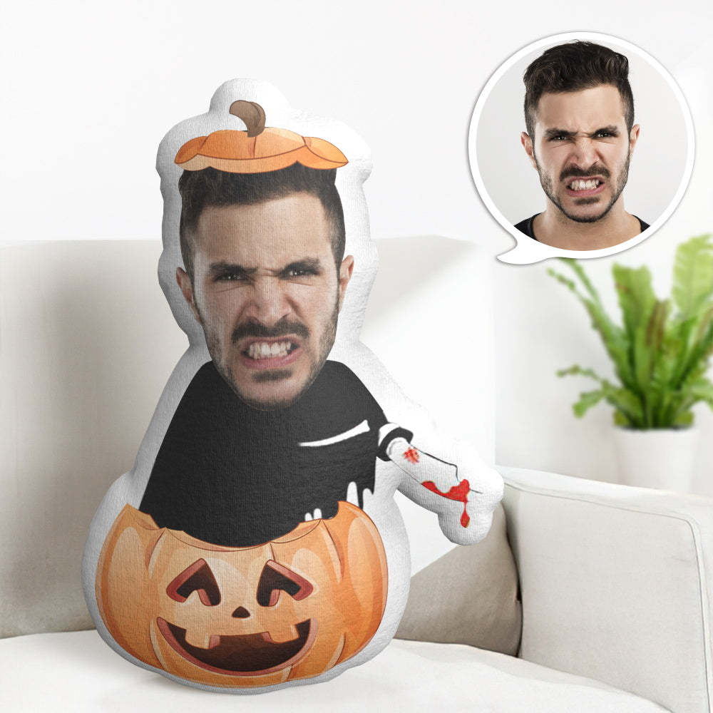 Halloween Pillow Gifts Custom Face Minime Pillow Personalized Pumpkin Ghost Pillow Gifts - auphotoblanket