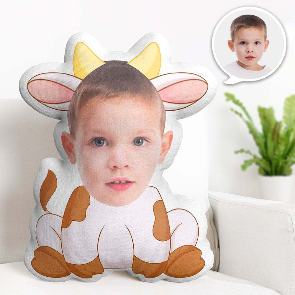 Custom Face Pillow Personalized Photo Pillow Cow MiniMe Pillow Gifts for Kids - auphotoblanket