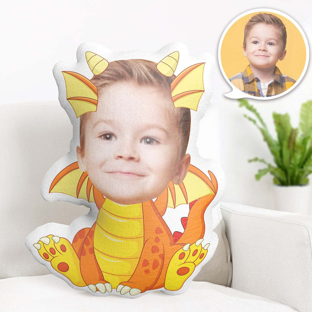 Custom Face Pillow Personalized Photo Pillow Winged Dragon MiniMe Pillow Gifts for Kids - auphotoblanket