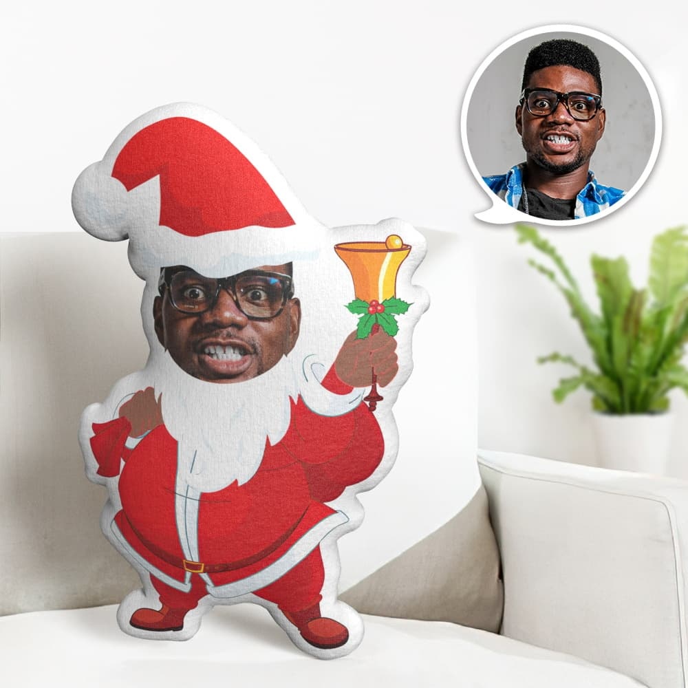 Custom Face Pillow Personalized Photo Pillow Fat Bell Santa Claus MiniMe Pillow Gifts for Christmas - auphotoblanket