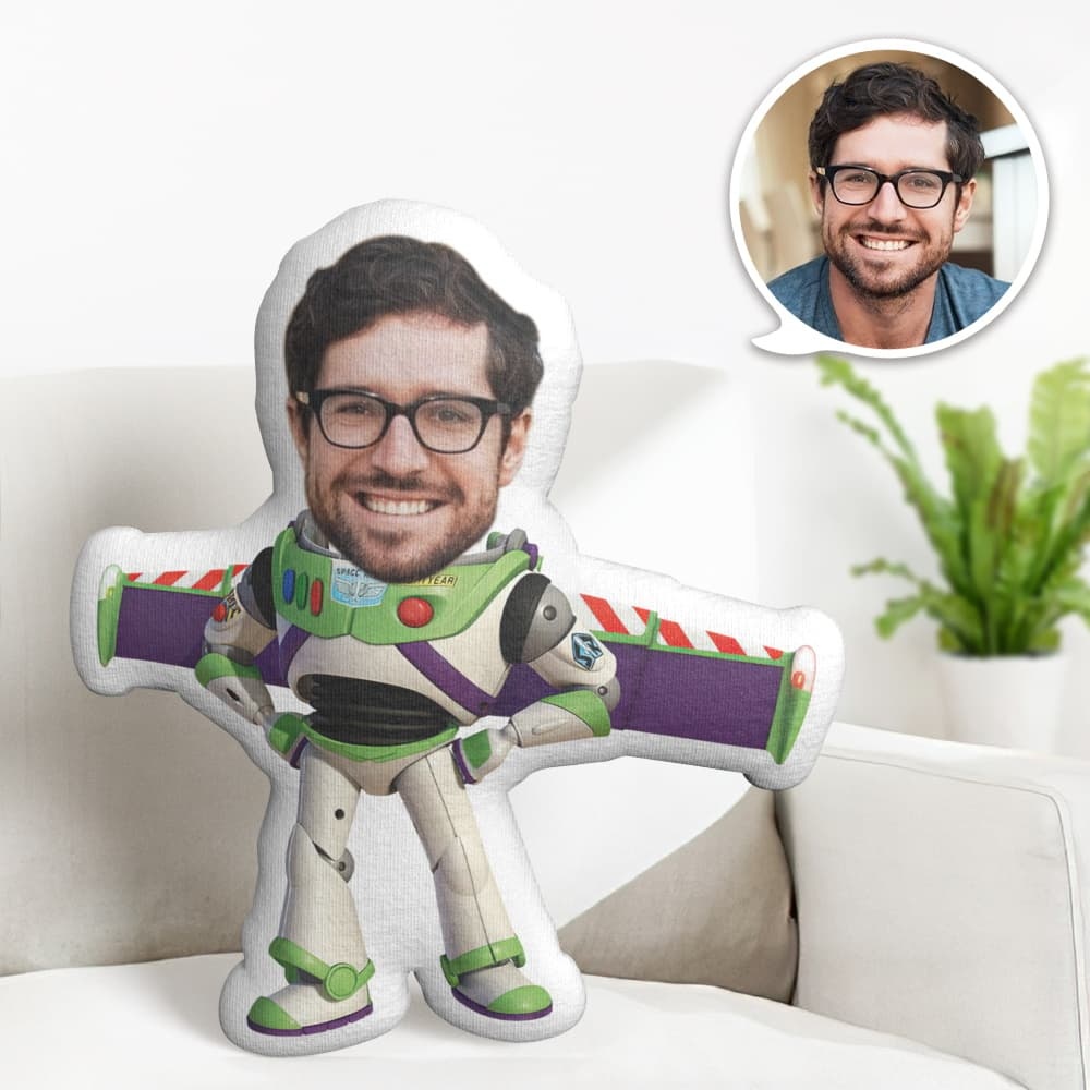 Custom Face Pillow Personalized Photo Pillow Aircraft Buzz Lightyear MiniMe Pillow Gifts for Him - auphotoblanket